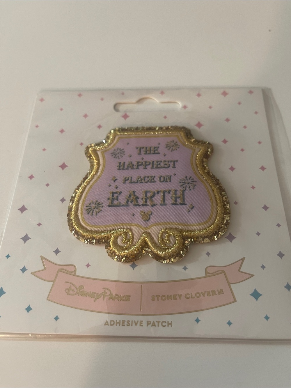 Disney Pink and Gold 'The Happiest Place on Earth' Embroidered Adhesive Patch